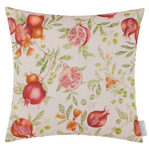 Voyage Maison Pomegranate Grove Feather Filled Cushion – Watercolour Pomegranates Foliage Cotton Blend Striped Reversible (Multicolour - 43x43cm)