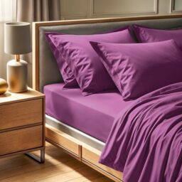 Premium Ranforce King Fitted Sheet (160 x 200 + 30 cm), 100% Cotton, 155 Thread Count, Purple, Machine Washable at 30°C, Soft & Durable Bedding