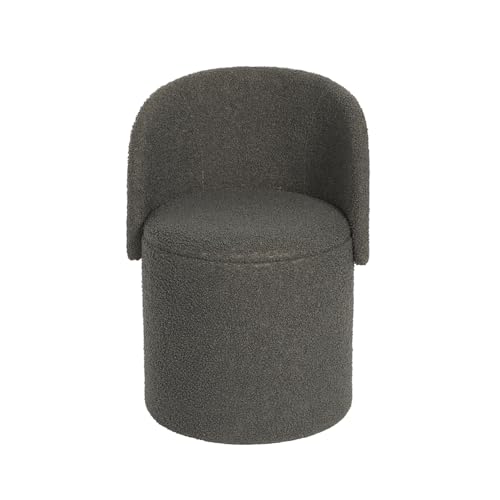 GC GAVENO CAVAILIA Boucle Round Stool Ottoman Storage Box with Lid,Charcoal - Vanity Stool -Hidden Storage -Removable Lid -Ottoman Folding Stool Foot Rest - Bench Seat Chair For Living Room, Bedroom