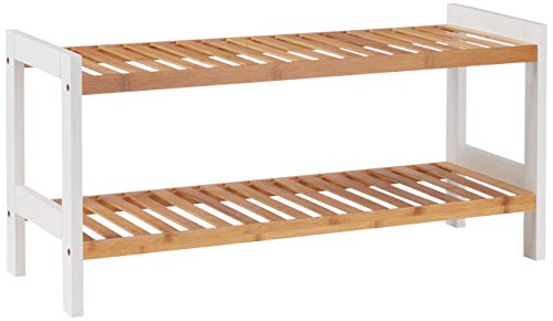 HAKU Shoe-Rack nature, white, Bamboo - Dim.: W 70 x H 34 x D 26 cm, Style: Modern