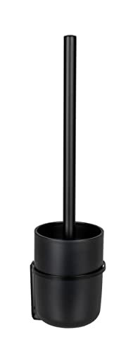 WENKO Carpino Toilet Brush Holder for Easy Attachment No Drilling Flexible Cover Wall Mount Metal Black