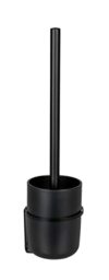 WENKO Carpino Toilet Brush Holder for Easy Attachment No Drilling Flexible Cover Wall Mount Metal Black