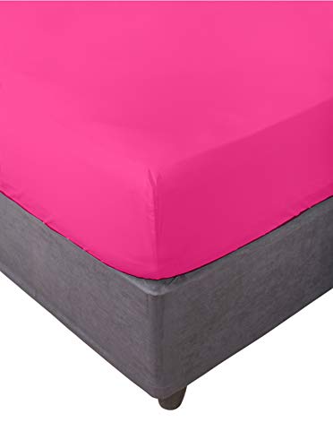 Miracle Home. Fitted Sheet, Elastic, Soft, Comfortable, Anti-Pilling. Cotton 50% 50% Polyester. Fuchsia. 105 x 200 cm