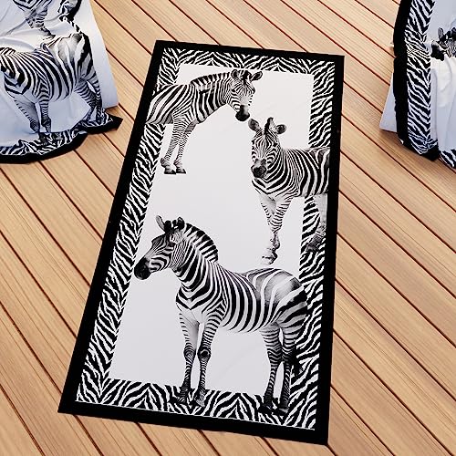 PETTI Artigiani Italiani Microfiber Beach Towel, 100% Made in Italy, Zebra, 180x90 cm