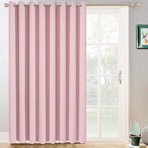 "Yakamok Extra Wide Blackout Curtain for Sliding Glass Door, Grommet Top Thermal Insulated Blackout Curtain for Sliding Glass Door, 99"" x 84"", 1 Panel, Pink"