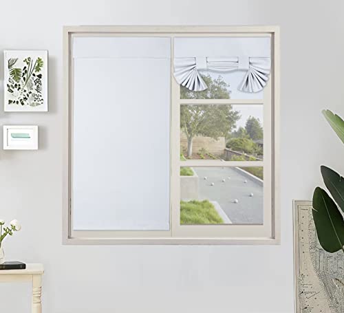 PI Blackout Window Curtain 2 Panels, Room Darkening Thermal Insulated Tie Up Shade for Glass/Sliding Door (W26XL40, Grey White)
