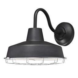62047 Academy One-Light Dimmable LED Outdoor Wall Fixture, Textured Black Finish with Chrome Cage