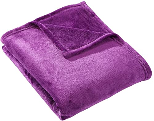 HYSEAS HS Velvet Plush Throw, Home Fleece Throw Blanket,Solid Micro Plush Throw Blanket, 50 by 60-Inch, Purple