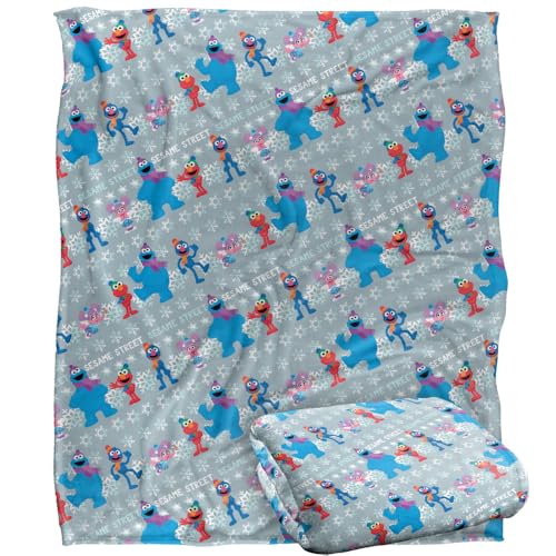 Sesame Street Holiday Snow Character Pattern Silky Touch Super Soft Throw Blanket 152 X 127 Cm