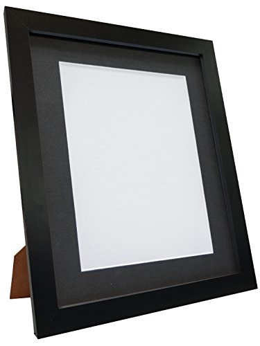Q7 Picture Photo Frame, Black with Black Mount, 12 x 12 Image Size 8 x 8 Inch