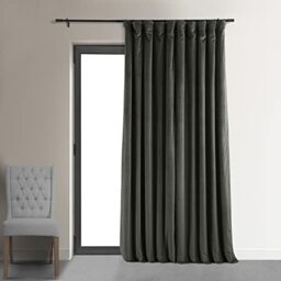 HPD Half Price Drapes Signature Velvet Thermal Blackout Curtains for Living Room 108 Inch Long (1 Panel) Rod Pocket Insulated Blackout Curtains for Bedroom Window Curtains, 100W x 108L, Gunmetal Grey
