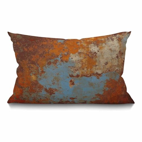 "Smooffly Throw Pillow Covers Cases Decorative 12""x20"" Inch Brown Rust Colorful Metal Rusty Steel Iron Structure Two Sides Print Pillowcase Case Waist Lumbar Cotton Linen Cushion Cover"