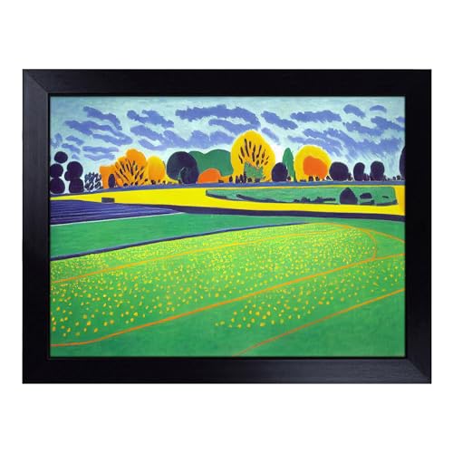 Lap Tray with Bean Bag Cushion, Modern Meadow Painting - Handmade in the UK, Raised Wooden Edge, Padded Cushion, Heat-Resistant Wipe-Clean Surface, for Meals, Laptops and Crafts