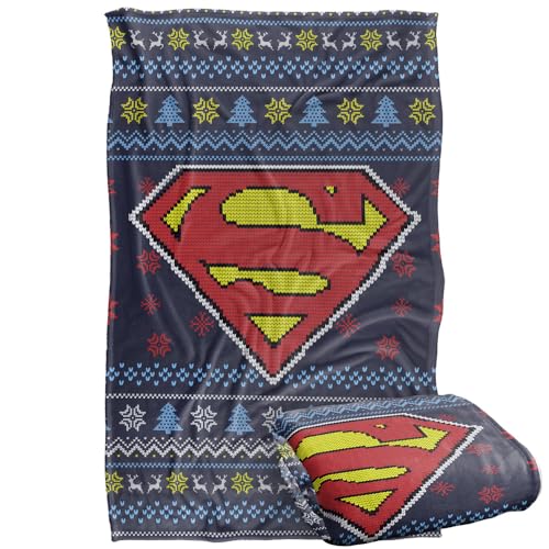 LOGOVISION Superman Ugly Christmas Sweater Logo Silky Touch Super Soft Throw Blanket 91 x 147 Cm