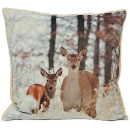 Paoletti Mother and Fawn Photographic Print Feather Filled Cushion