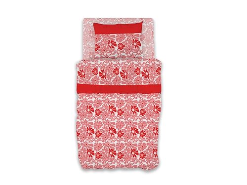 GEMITEX Cotton Bed Set, 100% Cotton, Breathable, Free of Harmful Substances, Certified Quality Standard 100 by OEKO-TEX Confidence in Textile, Single, G25/Coral, Designed in Italy