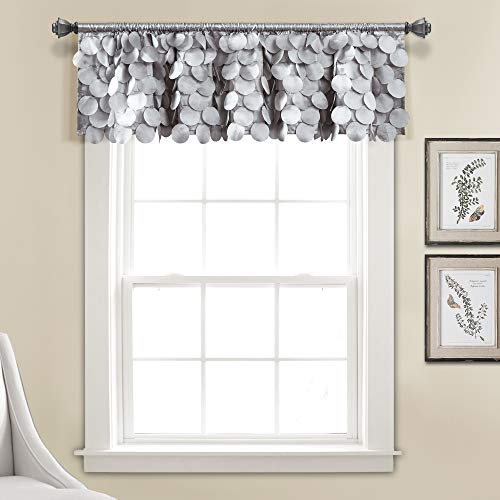 "Lush Decor Lush Décor, Light Gray Gigi Valance Textured Window Kitchen Curtain (Single), 70"" W x 14"" L"