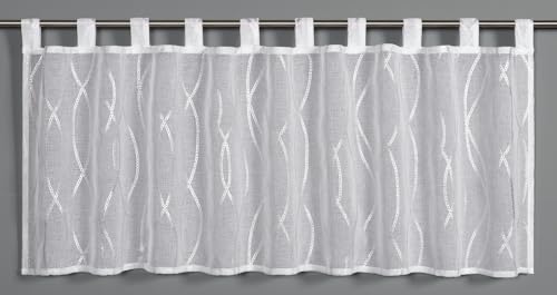 Gardinia Bistro Curtain Foil Print Lines, White, 135 x 45 cm