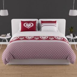 Soleil d'ocre, 57 Thread Count Cotton Duvet Cover Set, 240 x 220 cm, Passion Red