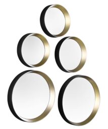 Vivien Decorative Wall Mirror 5 Pieces with Round Frame in Black and Gold
