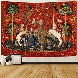 FEASRT Medieval Lady & Unicorn Tapestry for Bedroom, Living Room, Apartment & Dorm Decor - Wall Hanging Tapestry 80x60 Inches GTDSAY76