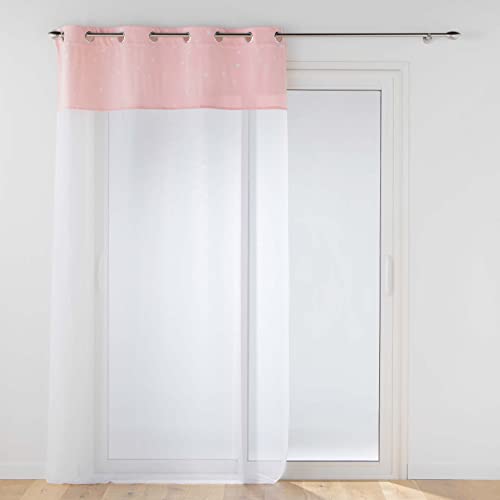 Douceur d'Intérieur, Moonlight Voile Curtain with Eyelets (140 x 280 cm) Sandblasted Velour Top Finish Phosph