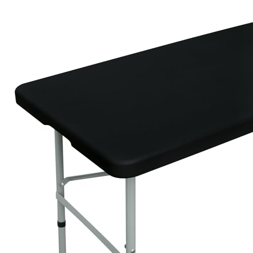 NEWISHER Fitted Rectangle Tablecloth 36 x 72 Inch Elastic Table Cloth - Black Stretch Spandex Table Cover, Washable Polyester Top Cap Cover, Tablecloth for Dining Picnic Camping Indoor and Outdoor