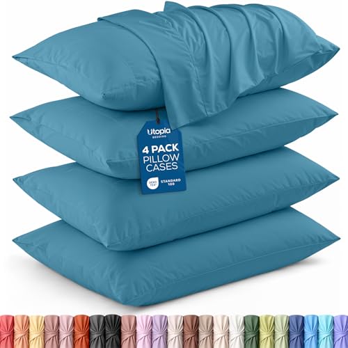 Utopia Bedding Queen Pillow Cases - Pack of 4 - Envelope Closure - Soft Brushed Microfiber Fabric - Shrinkage and Fade Resistant Pillow Covers Queen Size 20 X 30 Inches (Denim Blue)