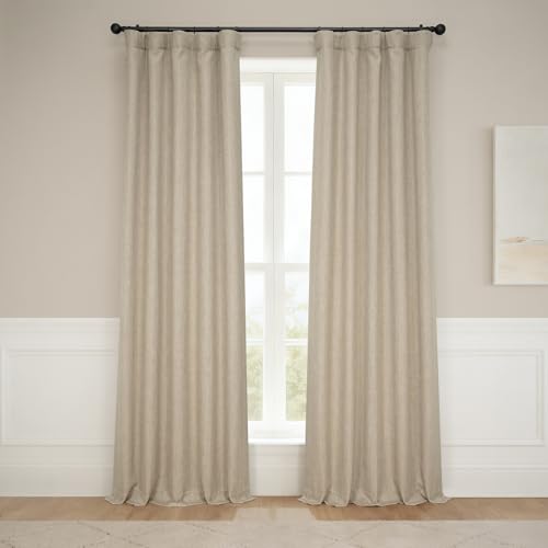 HPD Half Price Drapes Faux Linen Textured Room Darkening Curtains for Bedroom 108 Inches Long (1 Panel), 50W X 108L Curtains for Living Room Home Decor, Nomad Tan