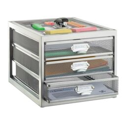 Relaxdays Box With 5 Drawers For DIN A4 Documents Silver - View #7