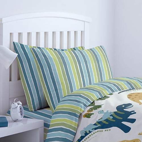 Catherine Lansfield Dino Bed Sheet 210 x 280 + 2 Pillowcases 50 x 80 cm