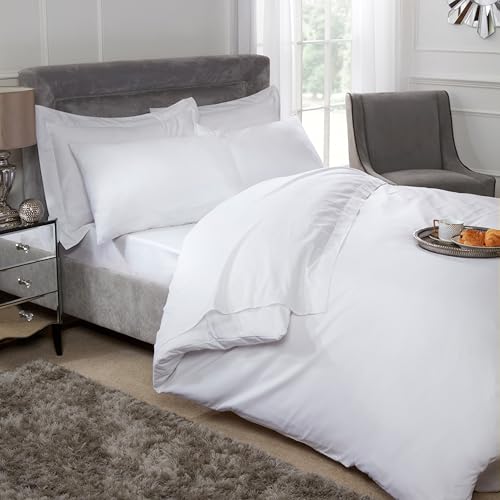 Emma Barclay 200 Thread Count Luxury Egyptian Cotton Duvet Cover in White - Double Bed