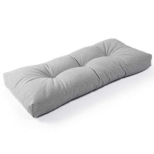 SUNROX LokGrip Non slip Tufted Memory Foam Bench Cushion, FadeShield Water Resistant Durable Thicken Outdoor/Indoor Bench Seat Pads 48x16x4 inch, Heather Grey