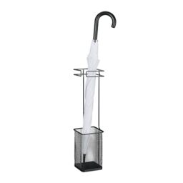 Relaxdays Umbrella Stand, 52.5 x 13.5 x 13.5 cm, Metal, Square, Brolly Holder, Modern Design, Hallway Storage, Black