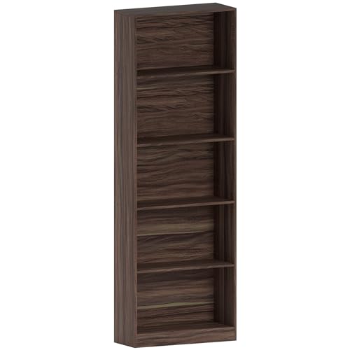 Vida Designs Cambridge 5 Tier Extra Large Bookcase, Walnut Wooden Shelving Display Storage Unit Office Living Room Furniture