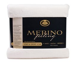 Gözze - Cosy Blanket, Merino Feel, Reversible, Heavy Weight 600 g/m², 150 x 200 cm - Wool White