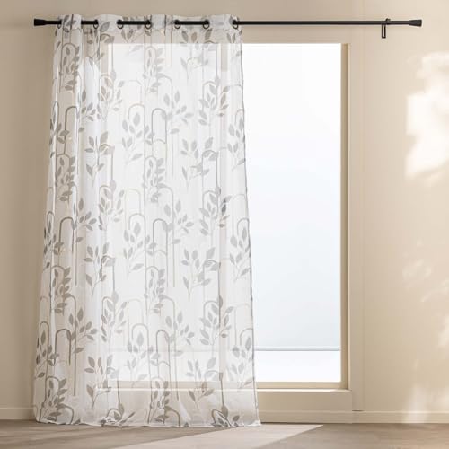 Douceur d'Intérieur, 140 x 280 cm Roseris Sandblasted Metallic Printed Eyelet Curtain