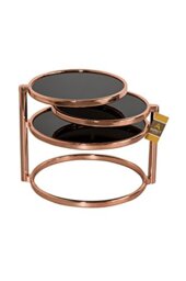 ASPECT Eterntity Glass Coffee Table in Cooper Frames with Swivel Motion, Tempered, Copper/Black, 58x50x43 cm
