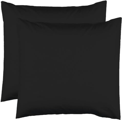 2 Pillowcases 63 x 63 cm – Black – 100% Cotton 57 Thread Count