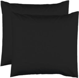 2 Pillowcases 63 x 63 cm – Black – 100% Cotton 57 Thread Count