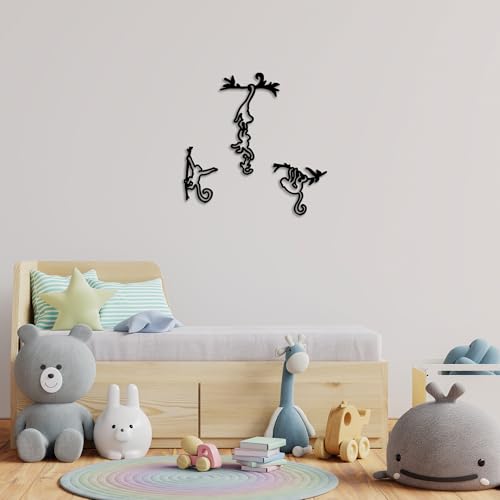 Stylish Black Decorative Metal Wall Accessory Set (3 Pieces) - 100% Metal, 1 mm Thickness - Perfect for Home Decor, Modern & Elegant Design