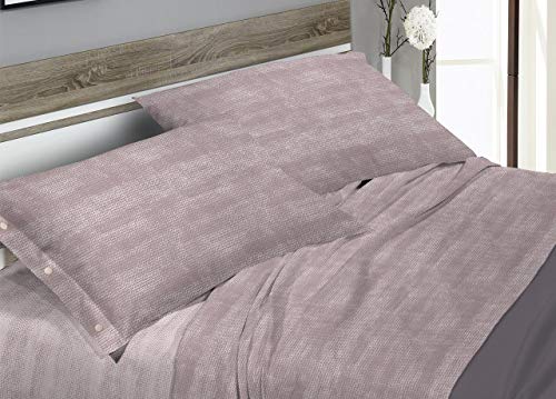 BIANCHERIAWEB Pair of Bed Pillow Cases 50 x 80 cm in 100% Cotton Bon Bon Design with Side Buttons