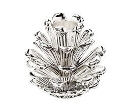 EDZARD Candle Holder Pine Cone (height 2.5 in) for stick candle, nickel-plated aluminium, silver coloured