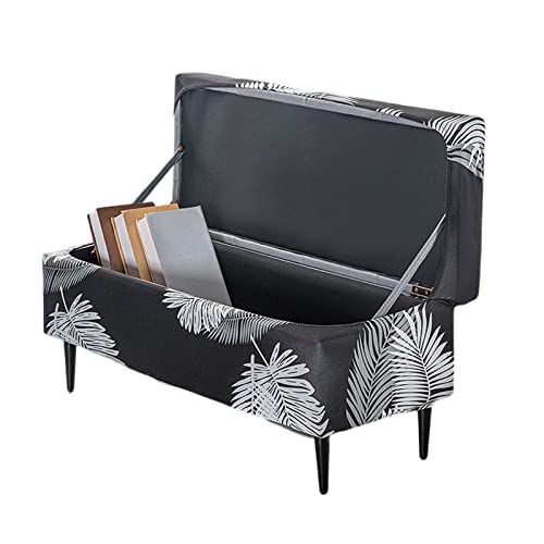 FUANGUI Ottoman Cover Slipcovers Rectangular Folding Stretch - Storage Bench Footrest Sofa Stool Covers Footstool Protector with Elastic Bottom, Removable Washable,Large
