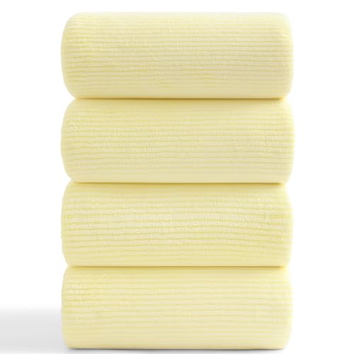 "4 Piece Bath Towel Set 35""x70""Oversized Bath Towel for Bathroom Ultra Soft Fluffy Extra Large Bath Sheet Luxury Premium Bathroom Towel Highly Absorbent Quick Dry Shower Towel for Hotel Spa,Yellow"