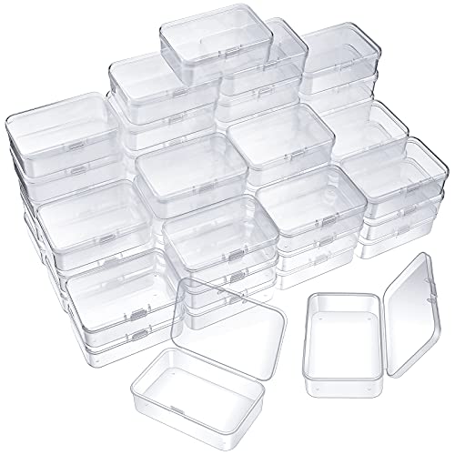 SATINIOR 48 Packs Clear Small Plastic Containers Transparent Storage Box with Hinged Lid for Small Items Crafts Jewelry (3.27x2.13x1.02 Inches)