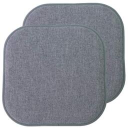 "Sweet Home Collection Chair Cushion Memory Foam Pads Honeycomb Pattern Slip Non Skid Rubber Back Rounded Square 16"" x 16"" Seat Cover, Alexis Blue/Gray - 2 Pack"