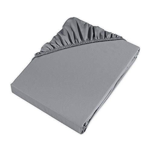 Möve fitted sheet 100 x 200 x 30 cm made of 100% cotton satin (300 tc), grey
