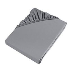 Möve fitted sheet 100 x 200 x 30 cm made of 100% cotton satin (300 tc), grey