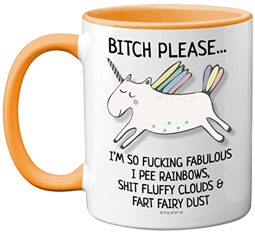 Stuff4 Bitch Please I'm So Fabulous Unicorn Mug, Funny Gifts for Women - 11oz Ceramic Yellow Handle Mugs, Birthday Present, Tea Sets for Adults, Unicorn Gifts, Christmas, Your Best Friend